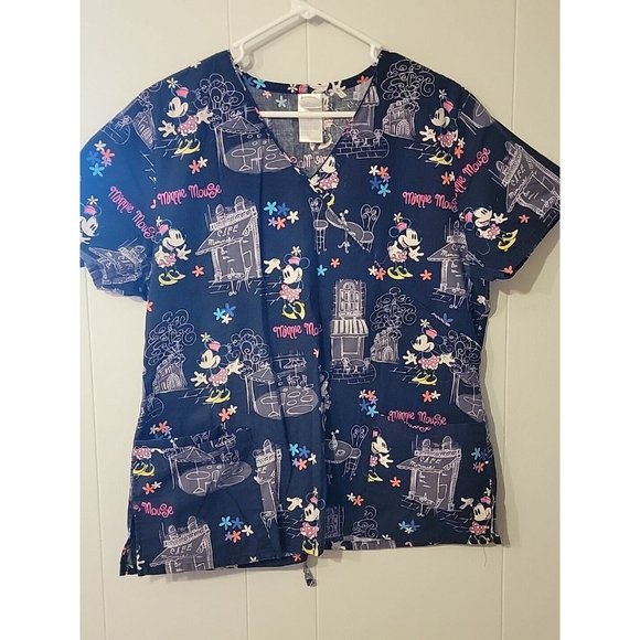 Mickey Minnie Mouse Scrub Top Size L - Picture 1 of 6